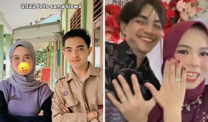 印尼一男高中生毕业后将老师变老婆